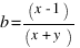 b = (x - 1)/(x + y)